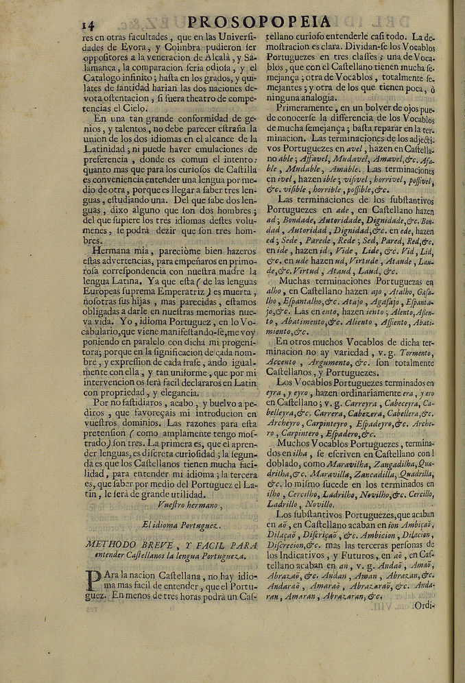 Tabla de Palabras Portuguezas (1712)