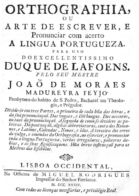 Orthographia, ou arte de escrever e pronunciar com acerto a lingua portugueza (1734)