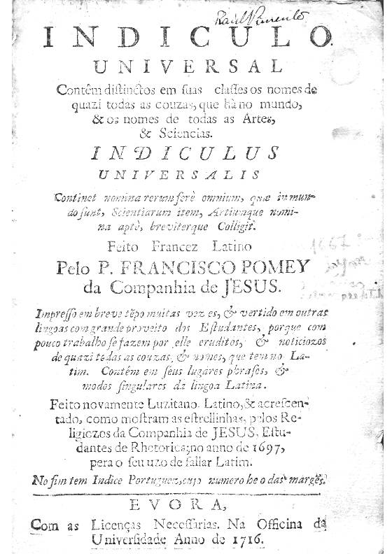 Indiculo Universal (1716)